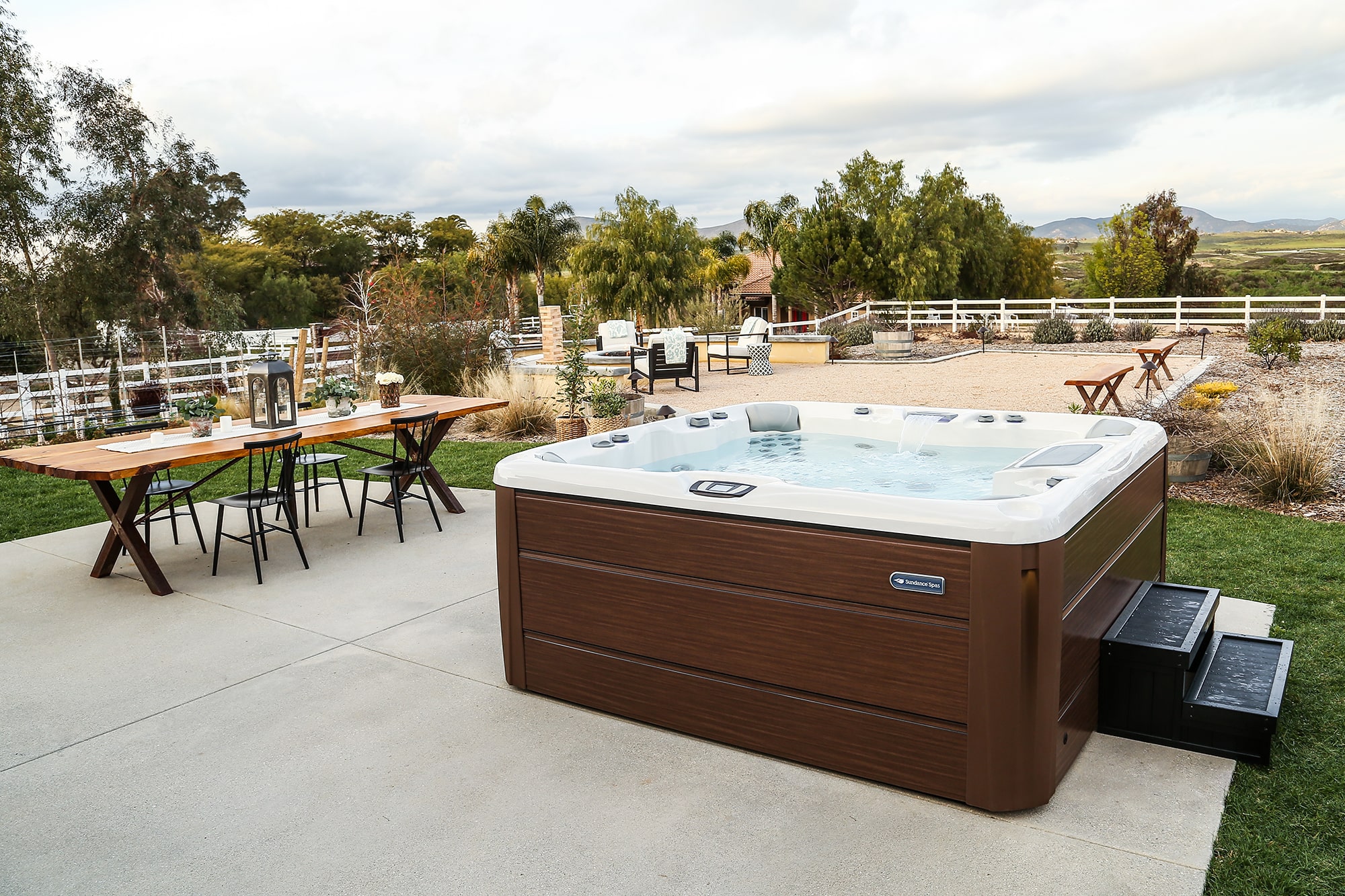 Modern Sundance Spa Backyard Setup